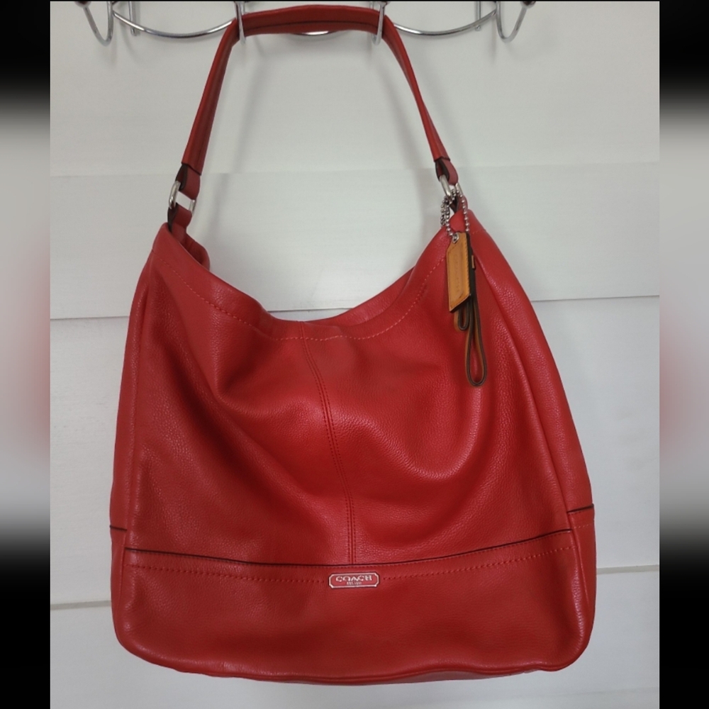 Coach Red Leather Hobo Shoulder Bag